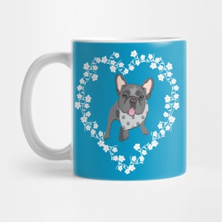 French Bulldog Cherry Blossom Heart Wreath Mug